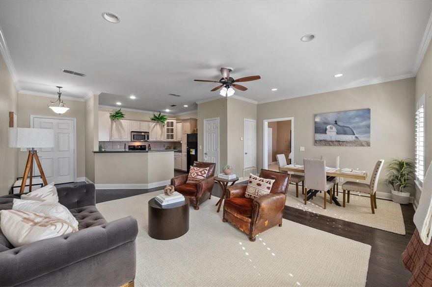 Discover this exceptional 2-bedroom, 2-bath condo located on the second floor of Madison Place Condominiums in the heart of Corsicana. Offering a perfect balance of historic charm and modern convenience, this home is designed for comfortable, stylish living. Inside, you’ll find soaring ceilings, large windows with classic wooden plantation shutters, and elegant crown molding that enhances the open concept living and kitchen spaces. The thoughtfully designed kitchen provides ample cabinetry and counter space, ideal for both everyday meals and entertaining guests. Each bedroom includes its own private ensuite bath and a spacious walk-in closet, ensuring privacy and comfort. The condo is equipped with essential appliances, including a washer and dryer, and also features a generous walk-in storage unit on the third floor. Madison Place Condominiums is a gated community offering peace of mind, elevator access to the second floor, designated resident parking, and additional guest parking. Owners also have access to first-floor common areas, with gates closing after dark for added security. Conveniently located across from HEB and just steps from downtown Corsicana, this condo places shopping, dining, and entertainment right at your doorstep. Don’t miss this opportunity to call Madison Place Condominiums home—where charm, comfort, and convenience meet.