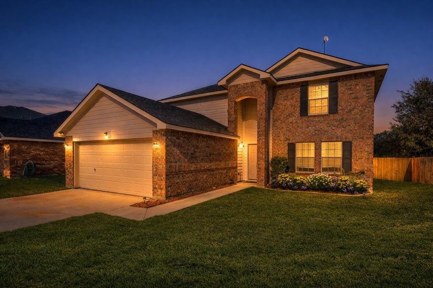 CRAVING SPACE, QUIET, AND CONVENIENCE? THIS MOVE-IN-READY HOME DELIVERS PEACEFUL LIVING OUTSIDE THE CITY WHILE KEEPING YOU EASILY CONNECTED TO THE METROPLEX! Step inside and you’ll immediately feel the warmth of this beautifully maintained home, featuring rich bamboo wood flooring throughout. A versatile formal dining or living room greets you near the entry — perfect for hosting guests or creating an elegant sitting space. The private primary suite is tucked away on the first floor, offering a quiet retreat after a long day. Continue toward the heart of the home, where a cozy den with a charming fireplace opens to the adjoining kitchen. The kitchen boasts newer, attractive cabinetry with ample storage, a breakfast bar for casual dining, and inviting ceramic tile flooring. A generously sized utility room adds even more convenience with plenty of space for washer, dryer, and extra storage. Upstairs is where the possibilities truly expand — 3 spacious bedrooms plus a large bonus room that can easily serve as a media room, playroom, or even a 5th bedroom. Each bedroom features its own walk-in closet — a rare and wonderful find! Outside, the manageable backyard includes two fruit trees, adding a touch of nature and charm. The community itself offers fantastic amenities including a pool, fitness center, and playground — something for everyone to enjoy. 3D VIRTUAL WALKTHROUGH TOUR ONLINE. ***Come experience this welcoming and well-appointed home for yourself — it may just be the perfect fit!***