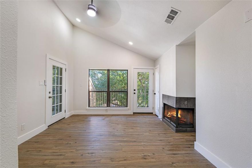 Completely remodeled in fall of 2025.  New cabinets, new countertops, new flooring, new white tile backsplashes, new tub and tile shower, new bathroom fixtures, new appliances, new ceiling fans in each room, fresh paint.  One walks into a new unit!

This unit can be combined with the adjacent #127 to make a 3 bedroom, 2 bath, 2 kitchens unit.