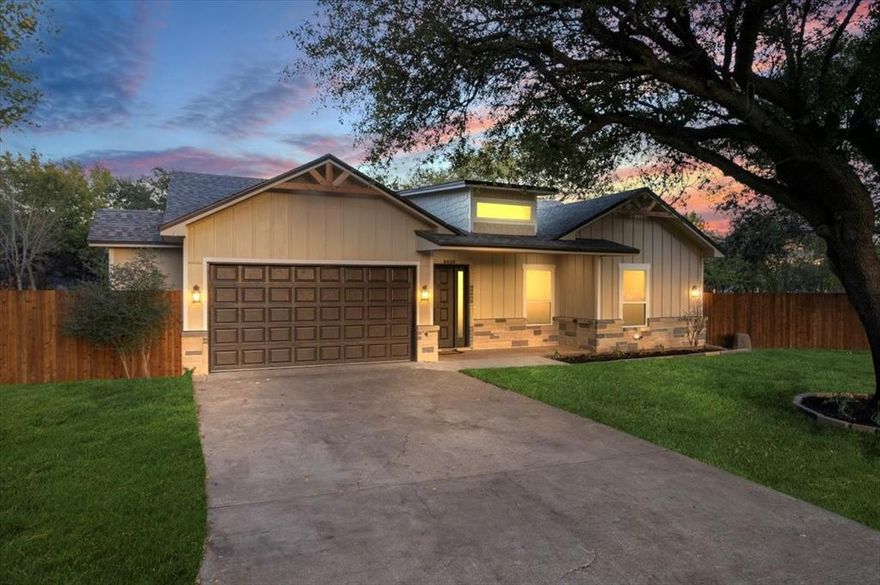 Not quite ready for ranch-sized acreage, but want space, animals & trees? Welcome to 3801 Berry Hill Ct., a beautifully reimagined residence set on an acre at the end of a quiet Double Oak cul-de-sac. This completely remodeled home offers a seamless blend of modern comfort, high-end finishes, and long-term peace of mind. Every major component has been updated, including a brand new roof, new siding with stone accents, spray foam insulation, new plumbing and electrical systems (with a new panel), a new water heater, all new energy efficient windows, a new HVAC unit, and fresh sod. Inside, you’ll find a stunning Gordon Ramsay–inspired professional kitchen, thoughtfully designed with solid wood soft close cabinetry, a convenient lazy Susan, and elegant Taj Mahal quartz countertops that continue throughout the home. Maple wood flooring flows effortlessly from room to room, enhancing the spacious 10-foot ceilings and the beautifully updated primary suite featuring a separate soaking tub and walk-in shower. Outdoor living is equally impressive, offering approximately 450 square feet of covered patio space; ideal for entertaining or enjoying peaceful evenings in your private setting. Additional highlights include a full two-car garage, exterior irrigation, aerobic septic, and city water. The property’s grandfathered well remains available for irrigation, providing added convenience and efficiency. This exceptional home reflects meticulous craftsmanship and luxurious upgrades throughout. Your fresh start awaits in one of Double Oak's most desirable neighborhoods. ***Seller Financing Options Available***