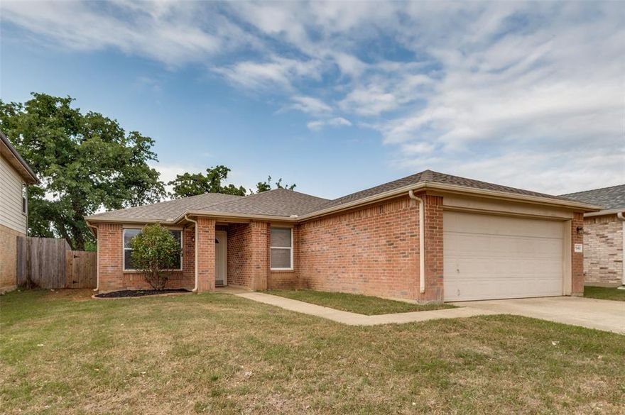 Discover comfort and style in this charming 3-bedroom, 2-bathroom home located in a peaceful subdivision. The heart of the home features an open-concept kitchen that overlooks the spacious living area, complete with a convenient breakfast bar, expansive counter space, and abundant storage. Retreat to the primary suite, which boasts a generous walk-in closet and an ensuite bathroom featuring dual vanities, a soaking tub, and a separate shower. Outdoor enthusiasts will love the backyard oasis, highlighted by a large covered patio and lush, mature trees—perfect for entertaining. Enjoy the ideal balance of seclusion and convenience, with quick access to I-30 and local favorites for dining, shopping, and entertainment.