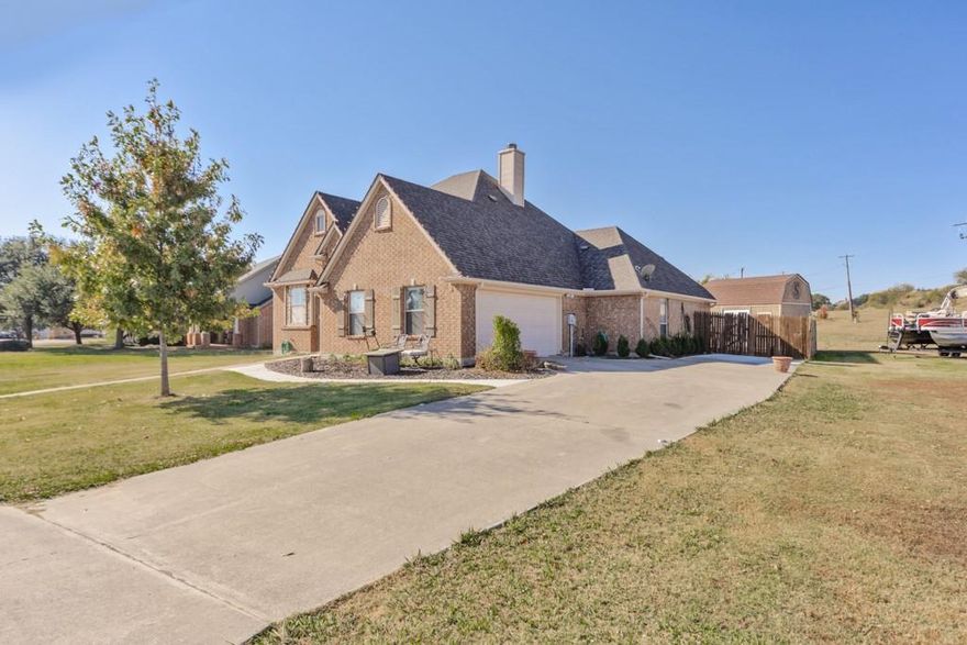 Bring your fishing poles and a boat because Lake Bridgeport is right across the street! With this home you can see breathtaking lake views and witness the majesty of nature just by opening your front door!  4 spacious bedrooms and 3 baths.  Home has an office which can also be used as a man cave, art studio, game room, etc..  Open concept kitchen and living area. Kitchen includes plenty of storage and cabinet space. Wood burning fireplace. Fenced backyard is ready for your pets! Back yard has 160-sqft storage shed with 80-sqft of loft space.  House was reroofed this year and current shingles are only a couple months old! Great location close to town and is only 55-minute drive to Denton and a 55 minute drive to  DFW!  Properties in this neighborhood sell FAST! Don’t miss your chance on this dream lake view home! Make this home yours today!