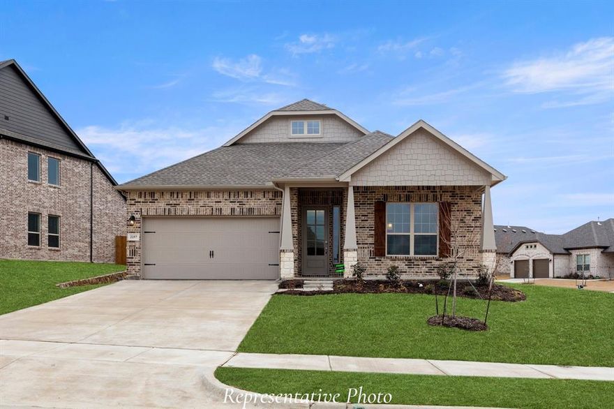 MLS# 21250317 - Built by Sandlin Homes - Sep 2026 completion! ~ Discover this exquisite 5-bedroom, 4-bathroom residence in the desirable Bluffs at Northpointe subdivision, right off Boat Club Road. This traditional-style home boasts 2,563 square feet of thoughtfully designed living space, featuring a spacious open floorplan with bay windows in the primary suite, a secluded bedroom and bathroom upstairs, and an extended covered patio. Additional amenities include a trash can pullout drawer, 3cm quartz countertops, a three-car garage, and tasteful decorative lighting. Located within the highly regarded Eagle MT-Saginaw ISD, this home is just minutes from local schools.