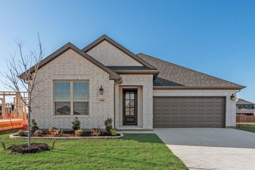 Mattamy Homes presents The Aurora Floor Plan.  Introducing the ENERGY STAR® certified Aurora, a modern and eco-friendly single-story home. The thoughtful, open design provides comfort and efficiency, featuring a great room with a 12' vaulted ceiling, 8' doors and bright windows. The gourmet kitchen, with its quartz countertops and large island, is a perfect blend of style and function. Owners will appreciate the secluded primary suite with a 10' vaulted ceiling, spa bath, and walk-in closet. Advanced green features include Low-E Argon windows, a Wi-Fi ecobee® smart thermostat, radiant barrier, ENERGY STAR® Certified Whirlpool® Appliances and a 15 SEER2 High-Efficiency HVAC system for significant energy savings. Welcome home to Wildflower Ranch, a new master-planned community offering the best of Texas living. Community amenities are plentiful, including a lazy river, trails, playgrounds, and fields of wildflowers. The prime location near Highway 114, I-35W, and DFW Airport, combined with the excellent Northwest ISD schools, makes this a truly desirable address.