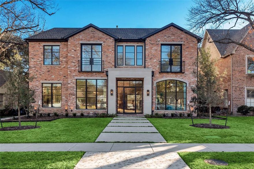 Impeccable Home seamlessly blends Contemporary Allure with Classic Sophistication on Quiet Tree-Lined Street. Completed in 2023 and Zoned for Highland Park ISD. Beautiful Entry filled with Natural Light. Library with Beamed Ceiling. Formal Dining with Butler's Pantry. Kitchen boasts Stunning Marble Island, Gas Cooktop, 42 inch Refrigerator, Separate Prep Kitchen and Large Walk-In Pantry. Living Room with Fireplace and Wet Bar. Private Office in back off of MUD Room. In-Law Suite Downstairs with Large Shower and Walk-In Closet. Dual Staircases take you up to the Secluded Primary Suite with Freestanding Tub, Shower with Dual and Rain Shower Heads, Separate Vanities, His and Her Closets and Herringbone Wood Floors. 3 Additional Ensuite Bedrooms, Game Room with Wet Bar, Media Room and Laundry Room complete the upstairs. Fabulous Outdoor Living includes Fireplace and Grill is completely enclosed with Motorized Screens overlooking Turfed Backyard. Convenient proximity to dining and shopping.