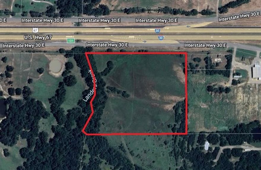 17.17 acres of land available for NNN lease. Outside city limits so free to build and start any kind of business you want. This land fronts I-30 and is directly off the exit ramp. Size and term length flexible with longer term preferable.