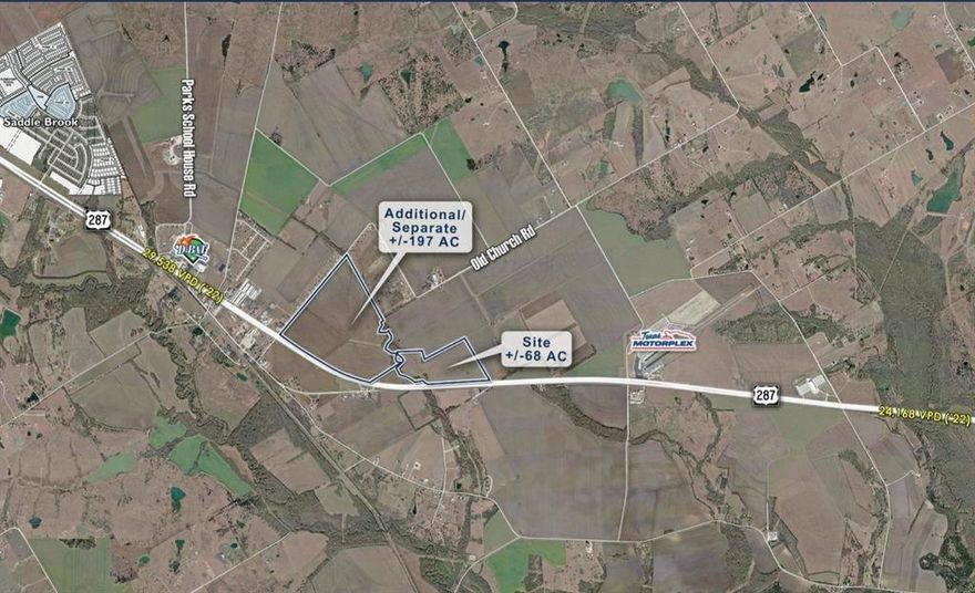Ennis 197-ac off HWY 287 & Old Church Rd- AG exempt (in city limits), Water is served by Rockett water & the sewer would come from the city of Ennis- Around 15-20-ac flood near the back of the tract. These are prime investment opportunities for developers looking to capitalize on the growing demand for residential and industrial space in Ennis, TX. With its frontage on HWY 287, the property offers excellent accessibility and visibility, making it an ideal location for future multifamily, single-family, build-to-rent, or industrial projects.
Closest address: 4331 US-287, Waxahachie, TX 75165