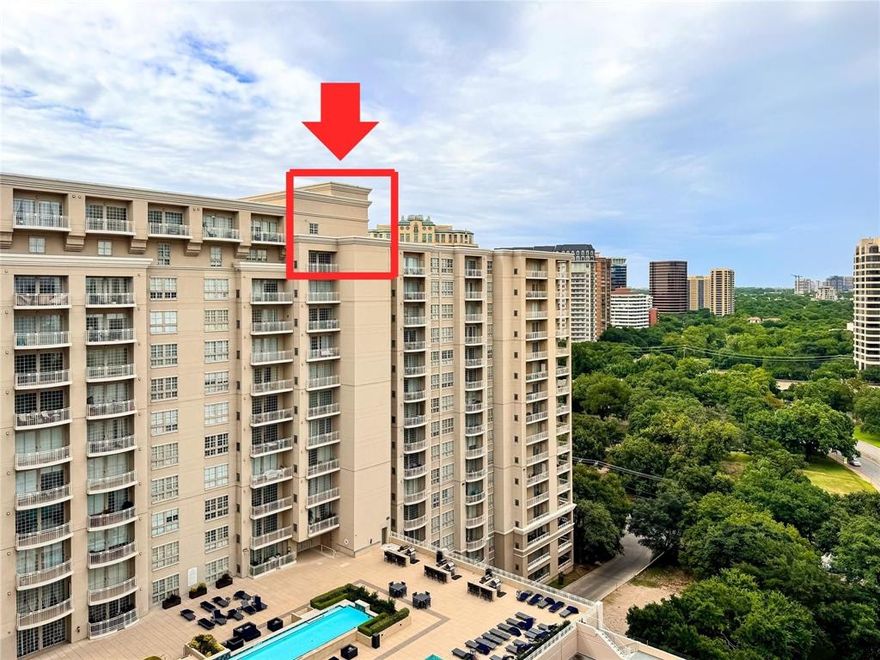 Welcome to a highly coveted Penthouse residence at The Renaissance on Turtle Creek — one of the building’s rare two-story floorplans, perfectly positioned to capture views of Turtle Creek Park, the pool deck, and the Downtown Dallas skyline.
Hardwood floors flow throughout both levels of the unit. The kitchen features granite countertops, stainless steel appliances, and a brand-new refrigerator. The living area is enhanced by a built-in Bose surround sound system, creating the ideal space for entertaining or relaxing in style. A striking stained concrete staircase adds a modern architectural element to the home’s elegant design.
Wake up to Downtown skyline views from the spacious upstairs primary suite, complete with an oversized walk-in closet and a private sitting area perfect for a reading nook or home retreat. The spa-inspired primary bath showcases a custom walk-in super shower and designer finishes.
Recent updates include a new AC system and hot water heater installed in May 2026.
Enjoy indoor-outdoor living on the generous private balcony. Refrigerator, washer, and dryer convey, making this an effortless lock-and-leave lifestyle. Resort-style amenities include two pools, 24-hour concierge with valet parking, fitness centers, business centers, and guest suites. Unmatched access to the Katy Trail, West Village, Uptown, Downtown, Oak Lawn, and the Arts District completes the experience.