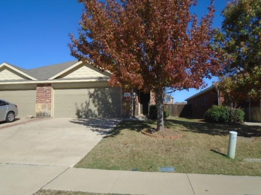 Newer single story duplex in community with schools, walking trails and pond. Ceramic in all wet areas. and plank in the rest with no carpet. 2 inch blinds and some ceiling fans. Kitchen has nice black stove and microwave with tiled counters. Utility room with extra space for frig. Newer paint. Fenced yard with wrought iron fencing and greenbelt in back. Sprinklers. No inside smoking, no housing vouchers. Income needs to be 3x monthly rent, good rental and no bad in last 5 years. Apply on line. Renters insurance required.