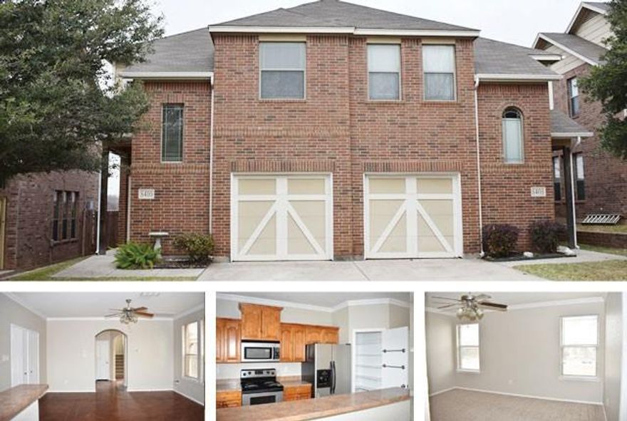 Great 3-2.5-1 duplex in White Settlement! Open concept living features a family room with stained concrete floors, bright designated dining area and a lovely kitchen with stainless steel appliances, built-in microwave, pantry and breakfast bar. Foyer has an extra storage space below the stairs plus a half bath with pedestal sink downstairs. All bedrooms plus two full baths up. Large master offers a walk-in closet and private bath. Nice sized secondary bedrooms, arched doorways, neutral colors and a great backyard with no houses behind you for ultimate privacy! One small dog under 30 lbs considered. No cats please. Resident Benefits Package (RBP) required. RBP information can be found on our website.