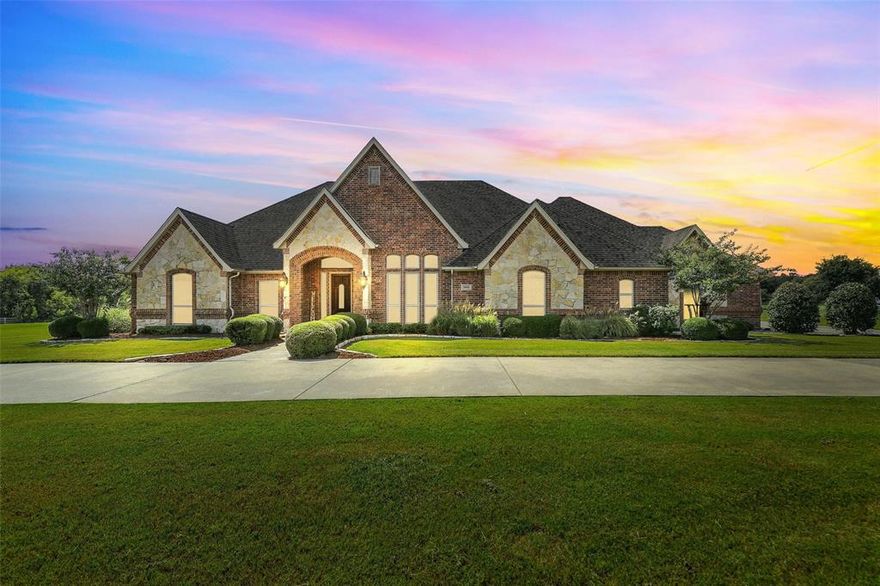 Experience the epitome of luxurious living in this stunning custom Moncrief Home, nestled within the exclusive gated community of Tantarra Estates. Set on a breathtaking 4.45-acre private lot, this property boasts an enchanting pond, lush trees, a sparkling diving pool, and an inviting circle drive that welcomes you home. With 3 spacious bedrooms complemented by a versatile study—perfectly suited as an additional bedroom this home is designed for both comfort and functionality. The expansive kitchen is a true culinary haven, featuring abundant cabinets, a practical built-in desk area ideal for homework or organization, an island for meal preparation, exquisite granite countertops, a double oven, built-in microwave, and a breakfast bar for extra seating. This delightful kitchen seamlessly overlooks the inviting second living area, which is adorned with built-ins and a captivating stone fireplace, creating a warm atmosphere for relaxation and entertaining. Retreat to your expansive primary suite, complete with direct access to the patio and an indulgent ensuite bath. This luxurious space boasts a generously sized walk-in closet with custom built-ins, a sumptuous jetted tub, a separate walk-in shower, and dual vanities that evoke a spa-like ambiance. Two additional well-appointed bedrooms are thoughtfully separated by a connected bath, ensuring everyone enjoys their own personal space. Step outside to discover your private outdoor paradise. The backyard is an entertainer’s dream, featuring a sparkling pool with a diving board, tranquil water features, a tanning ledge for those sunny days, a cozy fire pit, and ample room for gatherings. This extraordinary home offers a wealth of amenities and unparalleled beauty—an invitation to embrace a lifestyle of elegance and leisure. Don’t miss the opportunity to make this stunning property your own!