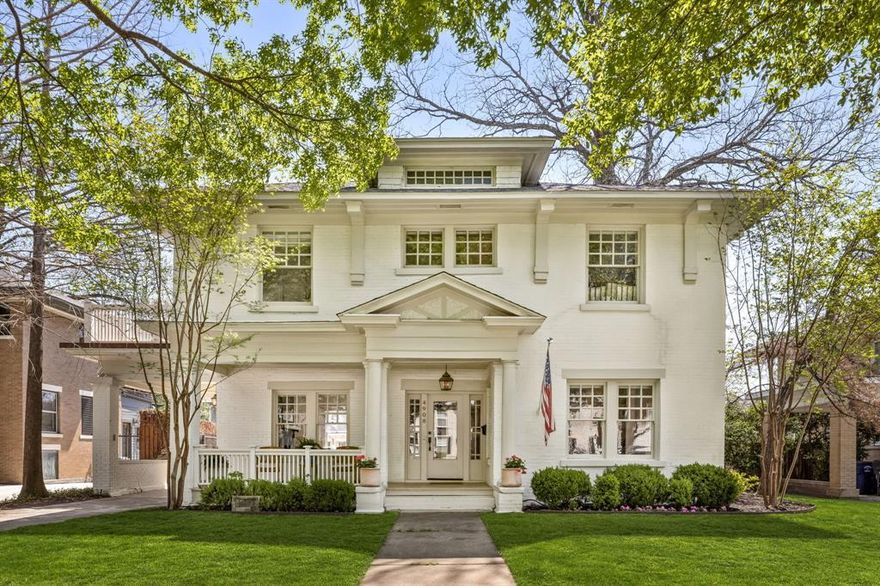**Multiple Offers Received - Offer deadline set for Thursday 4.2.26 at 6 pm.** Timeless character meets thoughtful modern living in the heart of Munger Place. This classic American Foursquare showcases Prairie-style architecture with quartersawn oak floors, soaring ceilings, rich millwork, and a welcoming front porch that makes an immediate impression.

Inside, a light-filled, well-proportioned layout flows effortlessly for both everyday living and entertaining. The spacious primary suite offers a private retreat, complete with its own sitting room. A second-floor outdoor balcony provides an additional space to unwind—perfect for morning coffee or a quiet evening above the trees.

Since ownership, the sellers have made meaningful improvements including whole-house paint, custom built-ins in the laundry and primary sitting room, added architectural detail in a secondary bedroom, smart home lighting, an irrigated garden bed, pergola over the garage, and a recently replaced water heater—all building on a comprehensive renovation completed by prior owners.

The backyard offers a rare combination of space and privacy, ideal for both play and entertaining, while additional highlights include a detached two-car garage with automatic gate, an extra covered parking space under the porte cochere, and a versatile flex room suited for an office or nursery.

All set within one of East Dallas’ most beloved historic neighborhoods, known for its canopy-lined streets, architectural charm, and strong sense of community—just minutes from downtown.