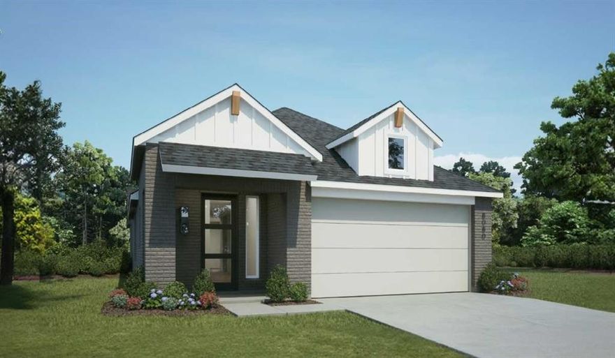 Welcome to the Vermeer Plan, Elevation CM. Built by Highland Homes featuring 1,614 sf, 3 bedrooms, 2 full baths and 2 car garage.