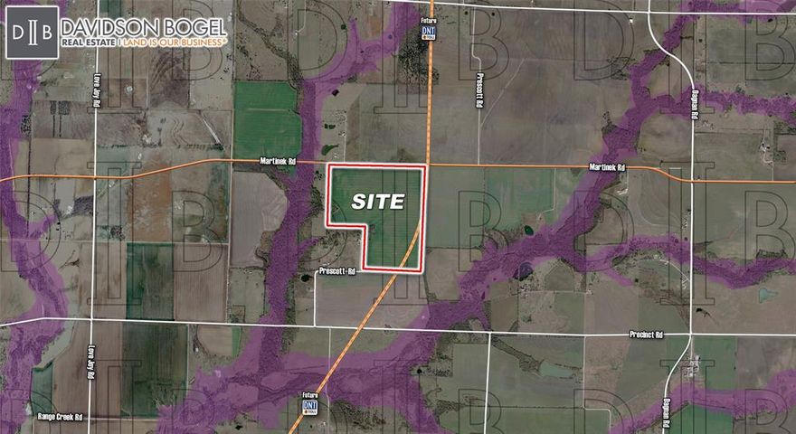 Investment Land along future DNT. This site is around 185 acres and sits along the proposed Dallas North Tollway. Property sits on the Southwest corner of Martinek Road and Future Dallas North Tollway. This site is cleared with a few trees and a small pond that is split between this property and the neighboring site.