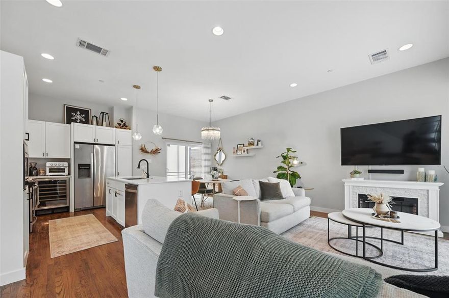 Prices over $40,000 below Tax assessed value. This gorgeous 3-level, 2-bedroom, 2.5-bath home with a 2-car garage offers modern style, comfort, and convenience in one of Dallas’s most sought-after areas. Just minutes from Lower Greenville, Knox Henderson, Uptown, and Downtown, you’ll love being close to dining, shopping, and entertainment. Inside, you’ll find updated finishes throughout, including Red Oak hardwood floors, quartz countertops in the kitchen and baths, recessed and pendant lighting, and under-mount cabinet lighting. The kitchen is a chef’s delight with stainless steel appliances, a newly installed wine fridge, and an open layout to the living area. From the living room, step out onto your attached walk-out balcony—perfect for morning coffee or evening relaxation.The primary suite features a large frameless shower and a spacious walk-in closet, with additional walk-in closets in every bedroom for ample storage. The first floor includes a bonus room near the garage—perfect for a home office or flex space—plus an extra garage storage closet. Outside, enjoy your pet-friendly fenced yard. This home is also energy-efficient for lower utility costs. Enjoy peace of mind—HOA includes water, sewer, gas, trash, and exterior insurance. Welcome home to Dallas living at its finest!