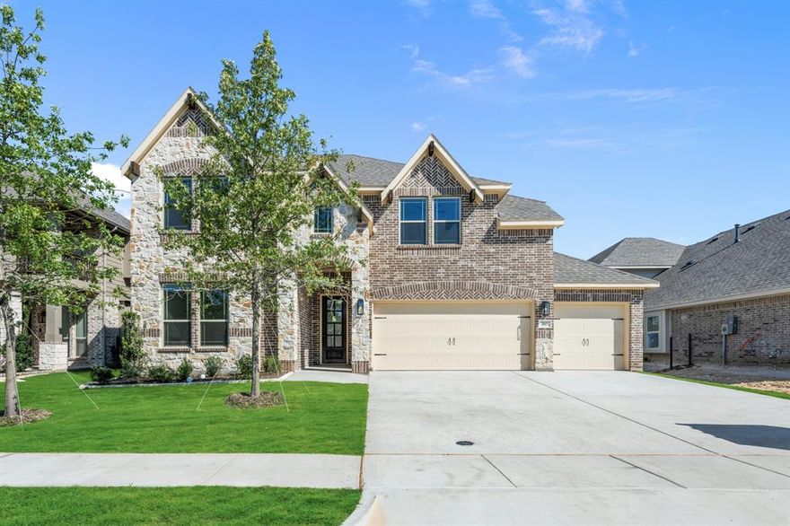 NEW! NEVER LIVED IN. Ready NOW. The Violet IV by Bloomfield Homes offers a spacious two-story layout with 4 bedrooms, 3.5 baths, and a 3 car garage, located in the Abe’s Landing community. A brick-and-stone exterior with cedar accents, full landscaping with stone edging, and an upgraded 8 ft front door create standout curb appeal before you come inside. RevWood flooring runs through the main living areas and the primary suite, paired with tall ceilings that give the home an open, welcoming feel. The family room is highlighted by a stacked stone fireplace extending floor to ceiling, adding warmth and visual interest while remaining open to the kitchen and dining area. The kitchen is equipped with granite countertops, LED lighting, built-in stainless steel appliances, and a large island, along with a huge walk-in pantry that provides excellent storage for everyday use. A dedicated study sits near the front of the home, offering a quiet space for work or hobbies. The primary suite is privately positioned on the first floor and features an enlarged shower, dual-sink vanity, and a spacious walk-in closet. A utility room located just off the garage includes additional cabinetry, providing great storage and everyday convenience. The second level opens to a game room and a separate media room, along with 3 secondary bedrooms that have access to 2 full baths, offering comfortable separation while keeping the layout connected and functional. Located in Abe’s Landing, residents enjoy a lakeside lifestyle near Lake Granbury and the Brazos River, with easy access to historic Granbury Square, local dining, shopping, and cultural attractions. Community amenities include a clubhouse, pool, and playground, all within Granbury ISD. Visit the Bloomfield Homes model at Abe’s Landing to learn more about the Violet IV and see this home in person.