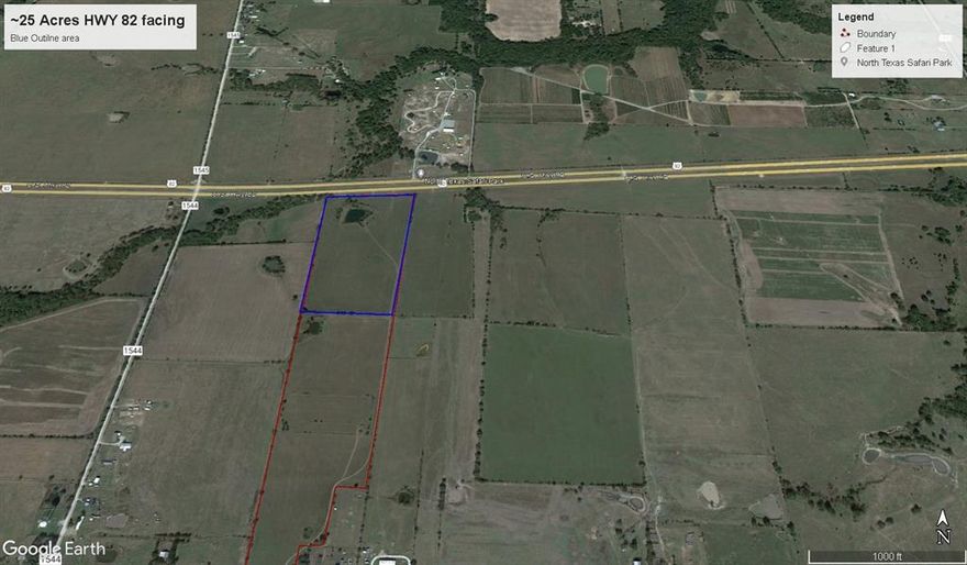 Clean Ag exempt land in Fannin county right on US HWY 82 near Bonham.  ~800ft of frontage on HWY82.   HWY 121 and HWY 78 are close by.  There are many possibilities for this land.  This land is on OPPORTUNITY ZONE.  Will Sub-divide. 
House pad already built at highest elevations with great views.  There are 2 ponds. One of them has a beautiful pier with stocked fish.
Utilities (12 inch waterline) is available from Silo Rd which is the South property line. City Sewer is about half a mile away from south property line
**Refer to documents section for the survey**
Bring all offers forward.