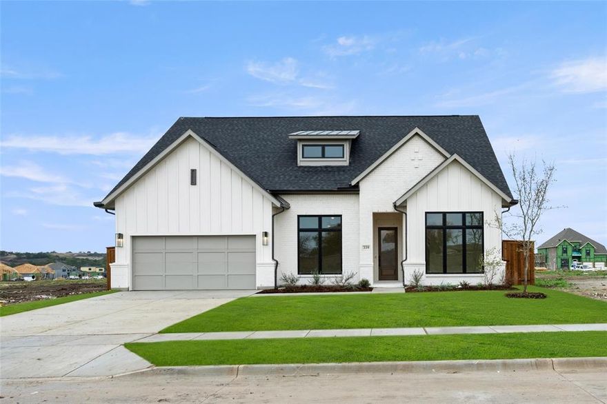 MLS# 20717677 - Built by Stonefield Homes - Ready Now! ~ This 2,856-square-foot single-story home in Aledo ISD combines traditional and modern design elements with contemporary amenities. It features 4 bedrooms, 3.5 baths, a versatile flex game room, and a 2-car garage. The open-concept layout centers around a Great Room with ceiling treatments and views to the outdoors. The kitchen is a highlight with built-in stainless-steel appliances, a central island, and extensive counter space, complemented by ample cabinetry and a spacious walk-in pantry. The owner’s suite offers a tray ceiling, dual vanities, a freestanding tub, a glass-enclosed shower, and a large walk-in closet. A private study at the front is ideal for a home office, while the flex game room provides flexible recreation options. Stylish ceiling treatments are featured throughout. The Vail plan seamlessly blends spaciousness and function!!