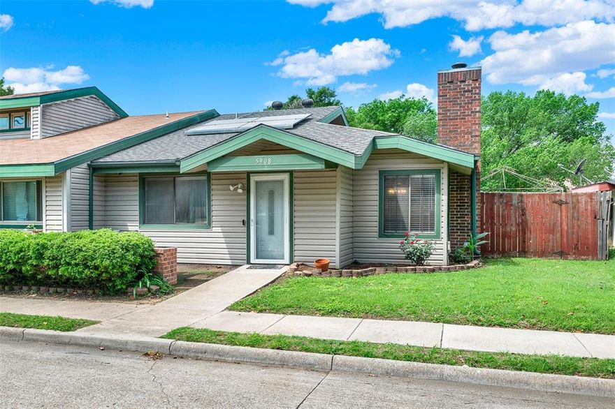 Welcome to this charming duplex, offering a well-maintained, move-in-ready home in a peaceful and desirable neighborhood. The open-concept living area creates a warm and inviting atmosphere, ideal for both everyday living and entertaining. A cozy fireplace anchors the living room, providing the perfect space to relax and unwind. The kitchen features ample cabinetry, offering plenty of storage for all your cooking essentials. Bright bedrooms filled with natural light create comfortable and serene retreats. Step outside to enjoy the side yard with a grassy area, while the spacious covered back patio provides an excellent setting for outdoor gatherings or quiet relaxation. Enjoy energy savings with solar panels that will be paid off at closing. Conveniently located near shopping, dining, and everyday amenities, this home also offers easy access to major roads and highways, making commuting throughout Arlington and the surrounding areas effortless. Combining comfort, convenience, and a welcoming neighborhood setting, this home is perfect for those seeking easy living. Schedule your showing today and discover all it has to offer.