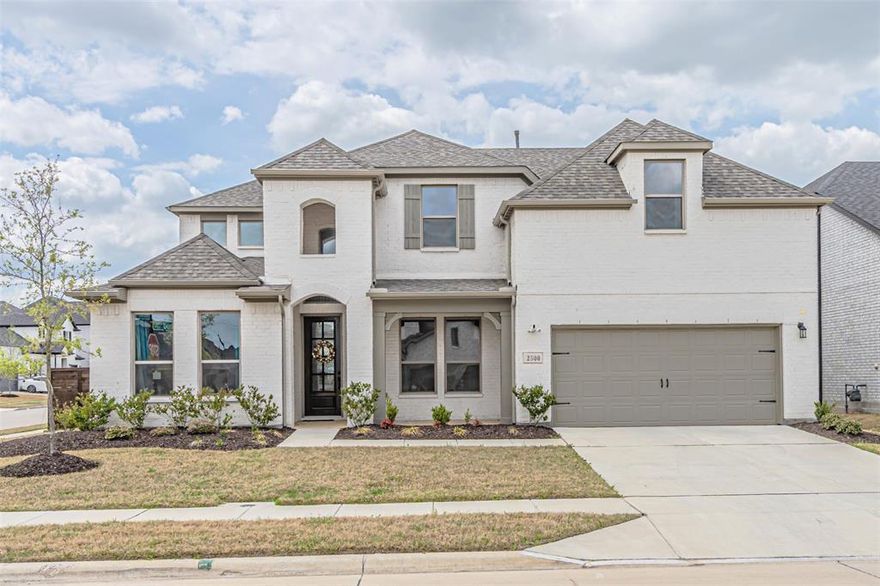 Come see this Taylor Morrison PERIDOT model, no longer available but still desired by many. EAST facing two story luxurious home with lots of upgrades, including a 3 glass panel sliding door going out to the covered patio. This 4 large bedrooms, 4 full bathrooms has a primary bedroom down stairs with another primary bedroom upstairs. The Gourmet Kitchen with quartz countertops has lots of cabinet space, hardly used appliances, a large pantry, and a popular OPEN CONCEPT. There are lots of windows with natural lighting throughout, high ceilings, luxury laminate wood on the first floor, and barely used carpet on the second floor. You also have an extra living area and a media room upstairs. This corner lot has a large backyard, private fence with a 3 car garage, you can use the 3rd bay for extra storage. Great opportunity to live in this sought out community “The Ridge At Northlake” with extra amenities, Highly regard ARGYLE ISD plus your dream home. Dreams do come true!