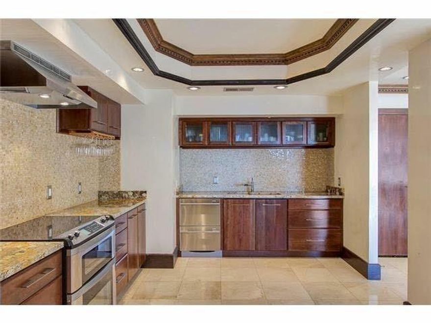 Gorgeous Contemporary Condo with Pool View. Fabulous Updates! Marble Floors, Open Kitchen like no other, Venetian Plaster Throughout, Wood Crown Molding, Lighting Features, Double Steam Shower, Incredible Built in Closets Throughout, 80 gallon Water Heater right next to the shower. 2 Garage Parking Spaces C32 and G30 on 1st Floor. Ring Doorbell System. This unit faces Southwest and the Kaboomtown Fireworks! All furniture available for purchase. Residents of the Bonaventure enjoy resort-style amenities, including: 24-7 Concierge and Valet Parking (No Tipping), Indoor and Outdoor Pools, State of the Art Fitness Center with wet and dry Saunas, One Sixth Mile Padded walking and jogging trail through a beautifully maintained gardens, Tennis and Pickeball Courts, Meeting and Entertainment rooms for private gatherings for a fee. This Condo is a Must See!