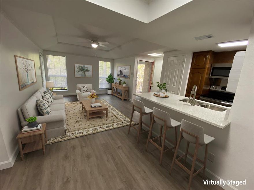 Discover this beautifully updated, second floor, 1-bedroom, 1-bathroom apartment in the heart of Dallas. Featuring high ceilings and wide wood vinyl plank flooring, this stylish residence boasts an updated kitchen with granite countertops and included appliances. The spacious bedroom offers a large walk-in closet, while the renovated bathroom adds a modern touch. The open floor plan creates a warm and inviting atmosphere, perfect for relaxing or entertaining.

Located in a well-maintained, locally managed complex, residents enjoy upgraded foam insulation, a new roof and gutters (2013) and Thermopane insulated windows that fill the space with natural light. Conveniently close to NorthPark Mall, Shops at Park Lane, DART Bus-Rail, White Rock Lake, Topgolf and so much more.

Multiple one-bedroom units are available throughout the complex, contact us for full inventory details. Each unit includes one assigned parking space.