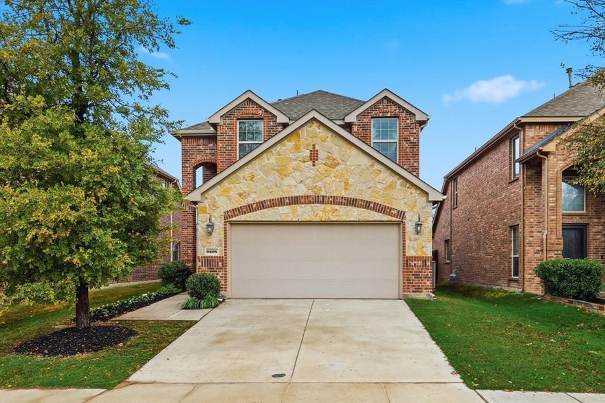 Beautiful luxury home backing to a serene greenbelt!
This home welcomes you with an impressive curb appeal and a beautifully maintained front yard. Step inside to an airy family room highlighted by a wrought-iron staircase, direct-vent fireplace, and 5.1 surround-sound pre-wire—perfect for both daily living and entertaining.

The chef-inspired kitchen features granite countertops, stainless steel appliances, a 5-burner gas cooktop, and a generous walk-in pantry. The sunny breakfast nook opens seamlessly to the family room, offering corner cast-stone fireplace views and a peaceful backdrop of the greenbelt.

The private primary suite includes dual sinks, an oversized walk-in closet, a separate shower, and a relaxing garden tub. The backyard is ideal for gatherings with a built-in gas line ready for your outdoor BBQ setup. 

Enjoy top-rated schools, quiet greenbelt living, and unbeatable convenience with quick access to HWY 380. Prosper ISD