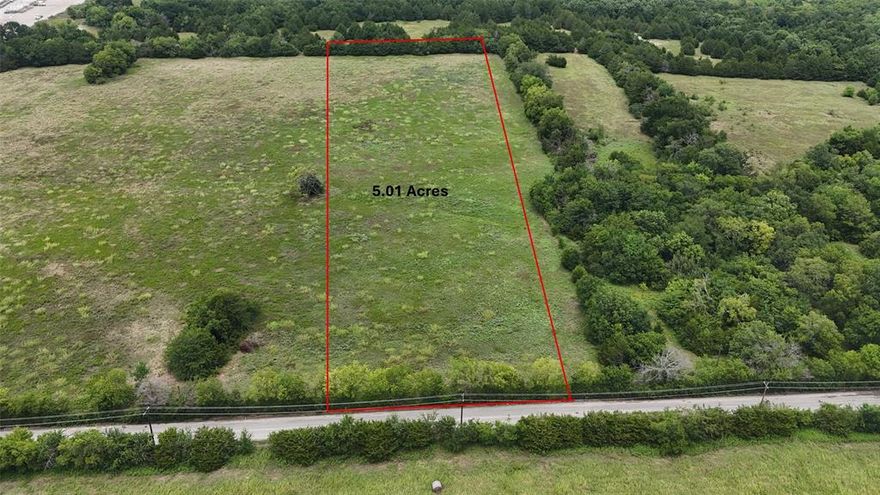 Incredible chance to own 5.01 acres of ag-exempt land in the rapidly growing Melissa ETJ. This rectangular tract offers 208 ft of paved road frontage and stretches 1045 ft deep, making it ideal for a variety of development projects or long-term investment. No flood zone with water and electric available.  MLS 20986501 - adjoining 19.836 acres is also for sale separately. Combining these two parcels will create a rare opportunity for large-scale residential or mixed-use development.