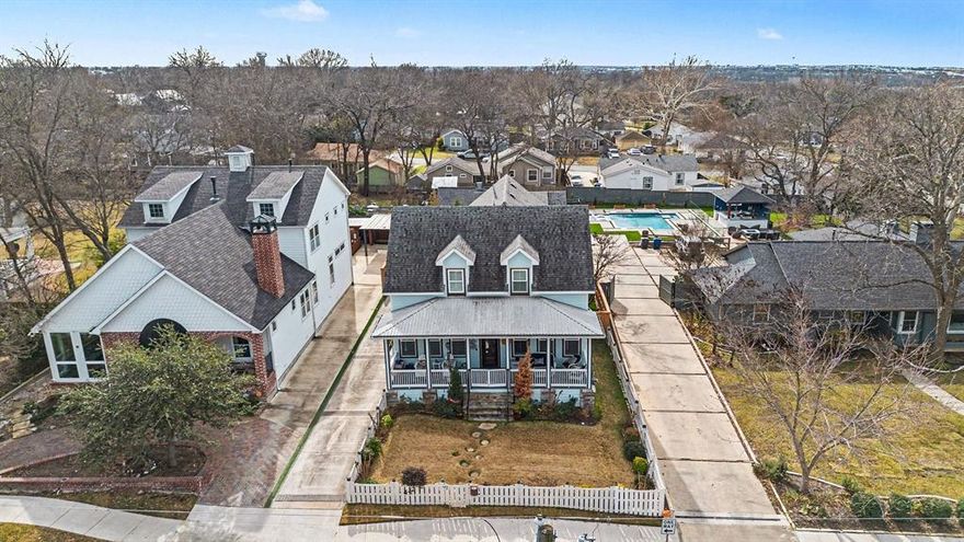 Experience the best of historic McKinney in this beautifully crafted 2015 British-inspired home, just steps from the vibrant Downtown McKinney Square. A charming white picket fence and inviting front porch set the tone for the character found throughout. Inside, the home features 3 bedrooms, 2.5 bathrooms and a stylish living area complete with a custom-built bar- ideal for hosting and gathering.

Upstairs, a spacious game room offers incredible versatility, enhanced by six generous closets and custom wood built-ins including a thoughtfully designed desk and cabinetry. The enclosed back living space provides year-round enjoyment with triple-paned roll out windows, tile flooring and its own mini-split system. Plantation shutters elevate the home's aesthetic, while the upgraded AC unit ensures comfort through out.

Above the detached garage, an additional 484Sqft of climate-controlled living space currently functioning as a gym- offers endless possibilities for a studio, office or guest suite. The backyard is designed for low-maintenance living with composite deck and high quality artificial turf, creating a private outdoor escape.

Filled with thoughtful upgrades, flexible spaces, and undeniable curb appeal, this is a rare opportunity to own a truly special home in one of McKinney's most sought-after historic areas.