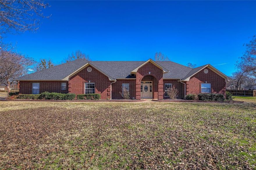 Beautiful custom home in the prestigious Briarwood Estates with 4 bedrooms and 3 full bathrooms  and 3000 square feet of living area all sitting on a full acre of land. The warm and inviting living area features a brick fireplace and open floor plan. Built in appliances, granite  counter tops, walk-in pantry and plenty of storage in the kitchen make this a homemakers dream. The primary bath features a garden tub and walk-in shower. Rooms have vaulted ceilings and ceiling fans throughout. The large privacy fenced back your has plenty of room for your pets and kids to play. 
Briarwood estates is outside the city limits but only 3 miles to Walmart and 5 miles to downtown Sulphur Springs. Come enjoy quiet country living with all amenities a few minutes away.