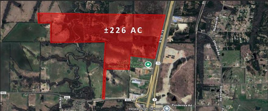 A rare opportunity to acquire over 226 acres of strategically located land parcels in high-growth Grayson County, spanning Sherman, TX. Situated near Texas Instruments’ new facility, Shepherd’s Place, and the Sherman Gateway development, this portfolio is ideal for residential, industrial, or mixed-use development. With close proximity to major transportation corridors and Howe High School, the location offers strong potential for near-term projects or long-term investment. Positioned in one of North Texas’ fastest-growing markets, this is a compelling opportunity you don’t want to miss. Message us today for details!
