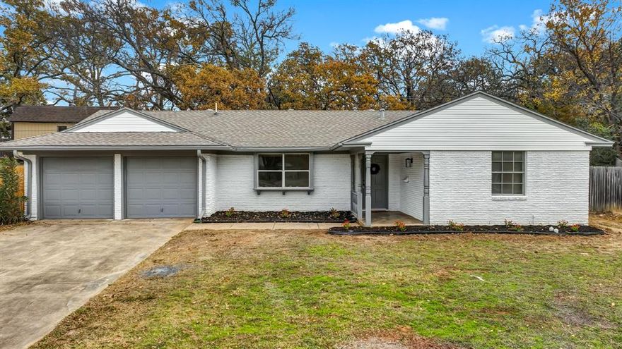 Welcome to this beautifully updated 3 bedroom, 2 bathroom home situated on a spacious 10,890 sqft lot in one of Arlington’s most desirable neighborhoods. Just 20 minutes from DFW Airport, this property offers the perfect balance of tranquility and convenience with close proximity to UT Arlington, Pantego Christian Academy, AT&T Stadium, Globe Life Field, shopping, and dining. Inside, you’ll fall in love with the tastefully updated interior, featuring new wood looking tile flooring in main living area, new carpet in all bedrooms, fresh paint throughout, brand new hardware, new fixtures throughout, and much more. Step into a fully renovated kitchen with sleek and modern counters, new appliances and a gorgeous view of your spacious backyard. Get ready to live the dream in a quiet cul-de-sac just minutes away from activities for the whole family. This one will not last long! Reach out to your favorite agent and schedule your private showing today!