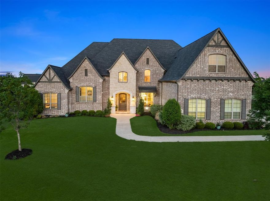 Gorgeous home on 1 acre with model floorplan includes fantastic spaces and finishes + Pool and Outdoor Living and lives beautifully! Soaring ceilings, extensive wood flooring, all ensuite bedrooms + guest suite and Media Room on 1st floor! Huge living room has a vaulted ceiling and is perfect for family gatherings and fun entertaining opens up to the Chef's Kitchen complete large island w-marble countertops, coffee bar area, Butler's Pantry, huge walk in pantry, tons of counter space, + breakfast space all overlooking the sprawling back yard and sparkling pool.  1st Floor Media Room and wet bar creates a fun space for movie nights! Half Bath doubles as a pool bath.  Primary Suite is spacious and private w-a spa like bathroom retreat w-separate vanities, soaking tub, walk in shower w-2 shower heads, 2 closets and connects with the Laundry Room.  Flex room off laundry room makes the perfect exercise-yoga-craft-homework room.  Mud Room off the 4 car Garage keeps everything organized.  Office is just up the stairs on it's own landing spot.  2nd Floor has 3 ensuite bedrooms, half bath, large Game Room-Flex Space, and study nook. Oversize covered patio with fireplace creates a great spot all year round.  A Cabana is on the other side of the pool creating another covered seating area and grill space.  Lots of open patio space for loungers and space to entertain and play.  Large grassy yard is great for pets and play. Shaddock built home is pristine and holds a space for everyone!  Location is ideal with a country type setting but great shopping, dining and commuting highways very close by.  Zoned for exemplary Allen ISD.  City Water No Septic - note Garden Shed on side of home. Interior Sprinkler System.  4 Car Garage!