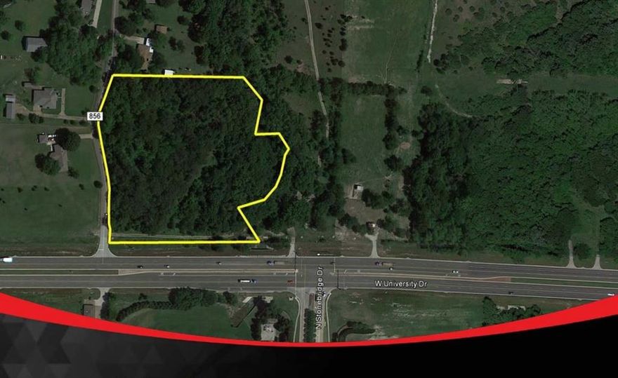 Prime property with 505 ft of desirable frontage on Highway 380.  Wooded with creek running to the east of the property making possible creek view lots for residences or office spaces. Water stubouts along 380. Access to property is from Road 856. Includes Parcels 973432, 973441, 966477. Future planning Suburban Mix - Neighborhood and Light Commercial.