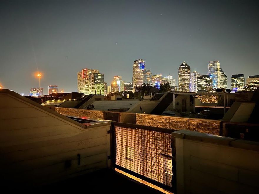 Stunning downtown Dallas views await from your expansive private rooftop deck in this beautifully updated end-unit townhome located in the highly sought-after State Thomas neighborhood. This is one of the largest floorplans in this complex, offering 3 bedrooms and 3.5 bathrooms, this home features a bright and spacious floor plan filled with natural light. The chef’s kitchen has been updated with stainless steel GE appliances, subway tile backsplash, granite countertops, and wine fridge - perfect for cooking and entertaining! The primary suite includes dual vanities, a separate shower and soaking tub, walk-in closet, and an additional cedar closet. A versatile study or kids’ room with custom built-ins is conveniently located next to the primary bedroom on the third floor. Additional bedroom or office located on the first floor. Two-car garage. Enjoy walkable access to award-winning restaurants, shops, and entertainment! Half block morning stroll to White Rhino Coffee, and one block to Parliament Bar, The Nodding Donkey, and Si Tapas Spanish restaurant. Luxury shopping just 1 mile away in the boutique shops at West Village! Griggs Park only steps away and Southern Methodist University just 3.2 miles from your doorstep. This is urban living at its finest—come experience the lifestyle and energy that Uptown and Downtown Dallas have to offer. All information deemed reliable but not guaranteed. Buyer and their agent to independently verify all information provided for this listing. Note: Property is currently occupied with an active lease in place through May 2026. Lease documents will be provided with an executed contract.