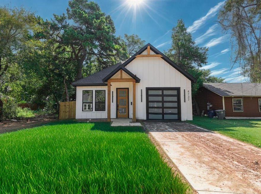 Discover the perfect blend of rustic charm and modern luxury in this beautifully designed modern farmhouse. Step inside to find luxury vinyl plank flooring throughout, offering both style and durability. The chef-inspired kitchen features quartz countertops, custom cabinetry, and high-end appliances—ideal for everyday living and entertaining alike.

Soaring high ceilings and an open-concept layout create an airy, inviting atmosphere, while natural light pours in from every angle. Unwind in the spacious primary suite or showcase your collection in the modern sophisticated wine cellar.

Step outside to enjoy the large, private yard—perfect for outdoor dining, gardening, play, or simply relaxing under the stars. Whether you're hosting a gathering or enjoying quiet moments, this backyard is a true extension of your living space.
