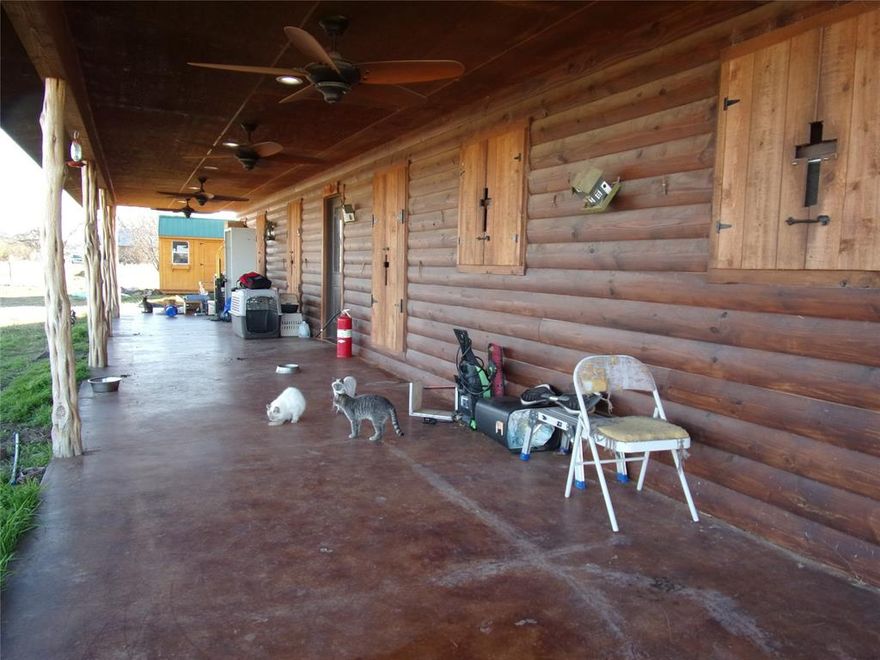 Almost 3 Acres with an open floor plan 1800 sq. ft. home built in 2018.  Fenced back yard and the rest of property is fenced on two sides.  Frame for carport is in place but needs to be finished. Home has 60 x 10 covered porch in front and back of home.  The kitchen has marble counter tops a large island and is all electric.  A large pantry is filled with cabinets and lots of counter top and even has large metal can good racks and enough space for an extra fridge and freezer.  The floors in this home are all concrete for easy care.  The bedroom is connected to a walk in closet and laundry which leads into the massive bathroom.  It features large tiled walk-in shower, jetted tub, double sink vanity and separate toilet room.  There is also a smaller flex room which could be an office, but at this time it is being used as an additional bedroom.  Central heating and air plus ceiling fans both in and out of the home.  Awesome internet is available.  Property is very close to the Colorado River and there is lots of wildlife, but only 15 minutes from San Saba or Goldthwaite.  Great location.