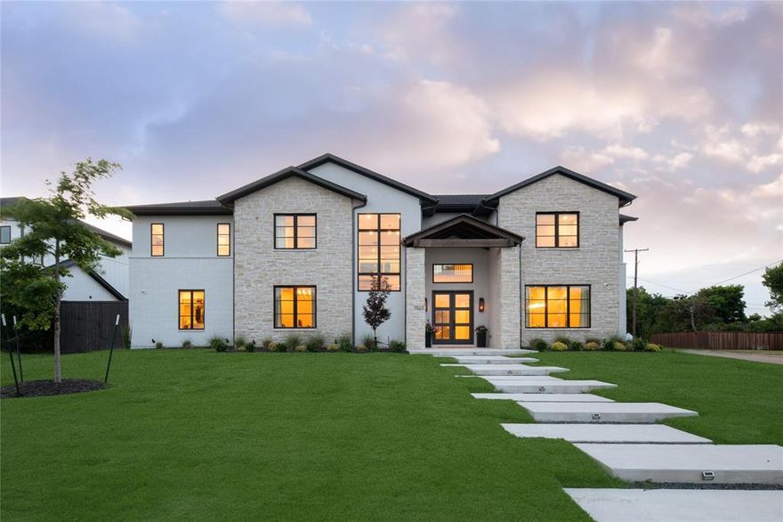 Incredible transitional 5630 SF home on corner lot across from Northaven Trail in Preston Hollow. Exterior feat timeless architectural design, combining brick & stone accents, complemented by large windows that allow an abundance of natural light. Spacious, open flr plan boasting high ceilings & hardwoods. Main level of house feat a welcoming foyer that leads to study w built-ins & adjacent formal dining w butler’s. Gourmet ktchn equipped w SS Decor applncs, walk-in pantry, wetbar & center island. It seamlessly flows into family rm overlooking covered patio & backyard. Property offers 5 ensuite beds, incl primary & guest suite on 1st flr. Primary suite feat sitting area & wall of windows. Spa-like bath complete w tub, oversized shower, dual vanities & expansive walk-in closet. 2nd flr feat 3 ensuite beds, upgraded game & media rm w wetbar, bev fridge & built-in cabinets. Custom designer appointments, 3-car gar, utility rm, pool bath.  Most of the furniture is available for purchase.