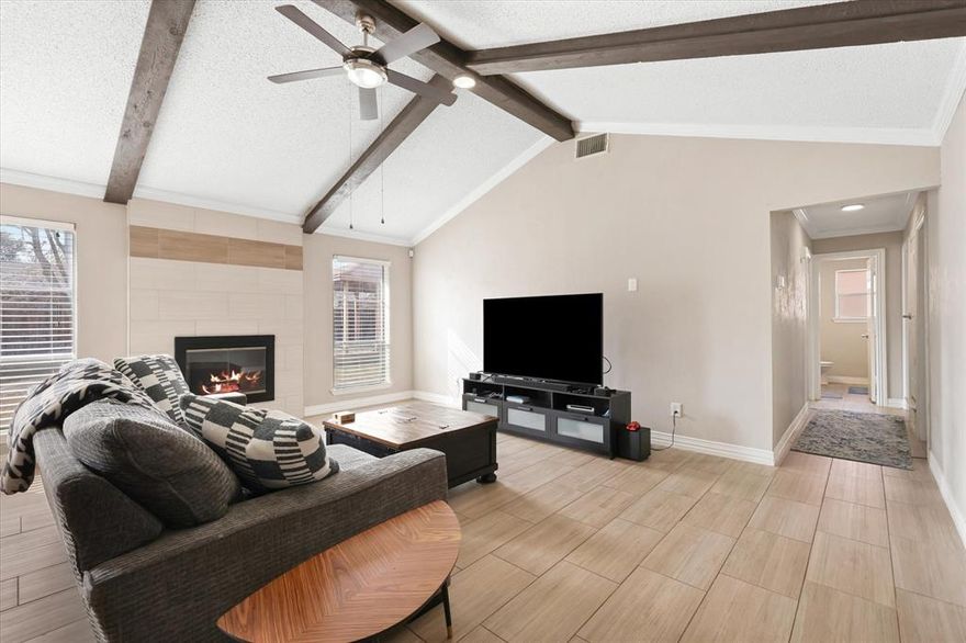 Welcome to 7636 Castillo Rd, a light filled, move in ready home in east Fort Worth’s established La Valle Grande Handley neighborhood.  Step inside to an open floorplan with wood look ceramic tile throughout and vaulted ceilings that create an inviting living space with plenty of natural light. An easy layout with the dining room just off the living area to have those great parties or family dinners.  The large primary bedroom toward the back of the home has a nice size walk in shower to relax as well as a large walk in closet for all your things.  Two nice size secondary bedrooms share an updated bathroom with large vanity and storage for linens and towels.   Outside, enjoy a generous corner lot with a sizable backyard, wood privacy fence, gazebo and pergola, great for weekend BBQs and outdoor entertaining along with an oversized garage with plenty of storage space on either side of both vehicles.. Located minutes from shopping, dining and major highways, this home blends convenience with traditional charm, a rare find at this price point in Fort Worth.