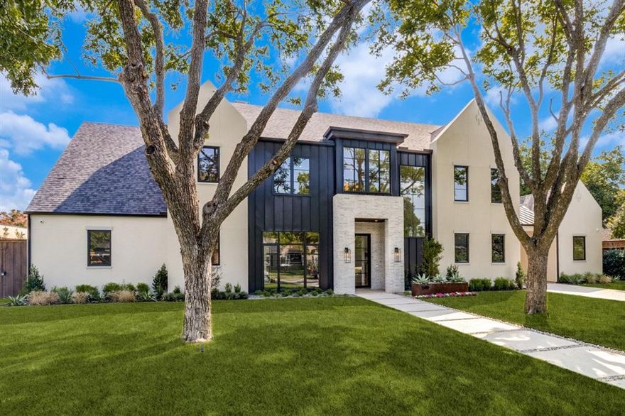Stunning transitional design located in the heart of Preston Hollow.  This showpiece is an
exemplary example of the finest craftsmanship detail you have come to expect from the
partnership of On Point Design and Bond+Truss Luxury Homes. Striking Stucco exterior with
custom finish, tongue groove cedar soffits, stunning standing seam metal accents panels
completed by commercial grade store-front windows. Inside take notice to 11-foot ceilings, floor
to ceiling windows, wide plank white oak hardwood floors. Elevated sophisticated finishes
with no expense spared. Beautiful high-end light fixtures from top designers including Aerin,
Kelly Wearstler, RH and Ralph Lauren. Breathtaking kitchen with robust Sub Zero Wolf
appliance package including 2 dishwashers + incredible secondary prep kitchen, walk-in pantry
area. Amazing living room space with soaring 14’ ceilings and Isokern masonry fireplace that
connects seamlessly to the dining room with walk-in, temperature-controlled wine room. 
Oversized covered outdoor living area connects via large bi-parting glass slider with second
Isokern masonry fireplace, top-of-the-line Coyote grill and vaulted ceilings! Large backyard
perfect for a playground, pool or any new owner’s dream. Four secondary bathrooms all include
ensuite full bathrooms. Enormous upstairs playroom with exceptional glazing providing natural
lighting flanked by extra flex room perfect for a gym, second office or theater room. Both
upstairs and downstairs utility rooms and powder rooms make for the perfect living and
entertaining convenience. Schedule your private showing today and come see for yourself! 

Public Open House Sun Sept 28 12-3 PM