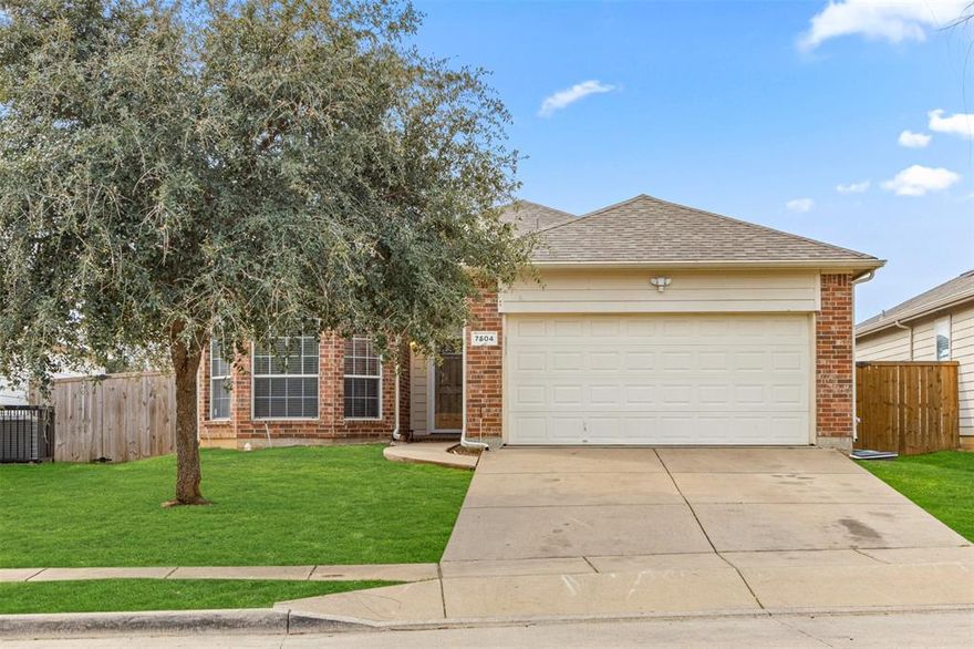 Beautiful Open floor plan home ready for tenants, refrigerator included.  Ceiling fans and blinds throughout.  Very clean kept with neutral colors. Covered patio with sprinkler system and separate utility room.  Three bedroom home with easy access to the freeways.  Very centrally located between  Fort Worth and Dallas.