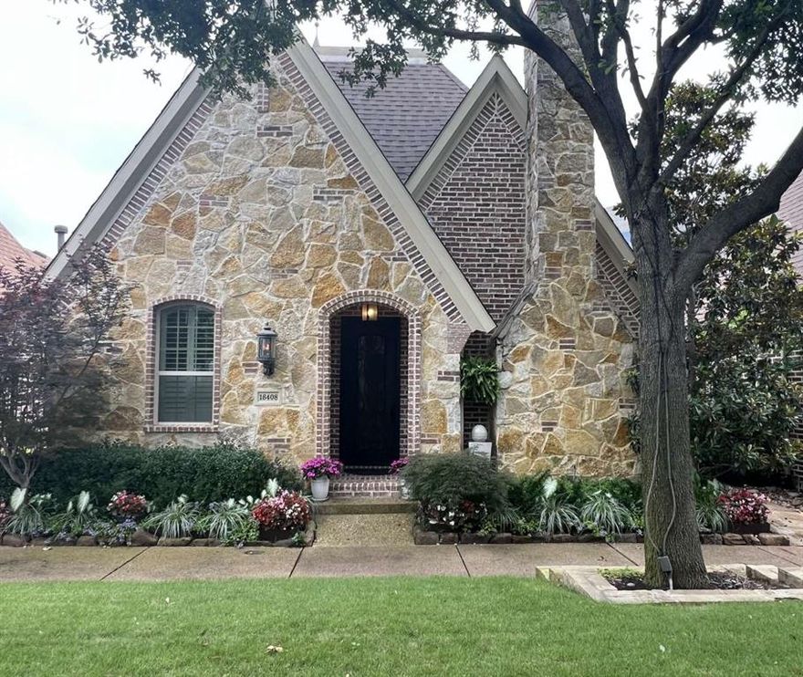 PRICED TO SELL. Beautiful & Charming Tudor Style Cottage Nestled in Meticulously, Manicured Gated Cambridge Gate! The updated interior of this quaint, low maintenance energy efficient home boasts hand scraped hardwoods, granite countertops & new SS appliances. A walk-in pantry & vaulted ceilings, adorned with skylights, fill this delightful home. A welcoming space unfolds in the living room featuring built-ins & connects to an adjacent dining area. The guest suite & full bath are tucked away in the front of the home offering convenience & privacy for guests. Spacious primary suite includes an elegant bathroom featuring a double vanity, a double seamless glass shower, granite counters & a large walk-in custom closet. A large third bedroom or multifunctional space off the kitchen features a closet and built in workspace. Access to the custom epoxy floored garage with overhead shelves & completely floored attic completes the functionality of this versatile space. French doors invite you to step out onto the flagstone patio where a double-sided gas log fireplace creates a cozy ambiance & natural flow between indoor & outdoor living. The courtyard is beautifully landscaped with lush, layered foliage & the crystalline trickle from dual water fountains. Cambridge Gate is a special enclave of only 55 homes with beautifully manicured lawns & green spaces, offering a peaceful, secure setting where luxury & casual elegance blend seamlessly. Great neighbors & neighborhood events will help you easily feel at home. Convenient to shopping, outstanding restaurants, and major freeways.