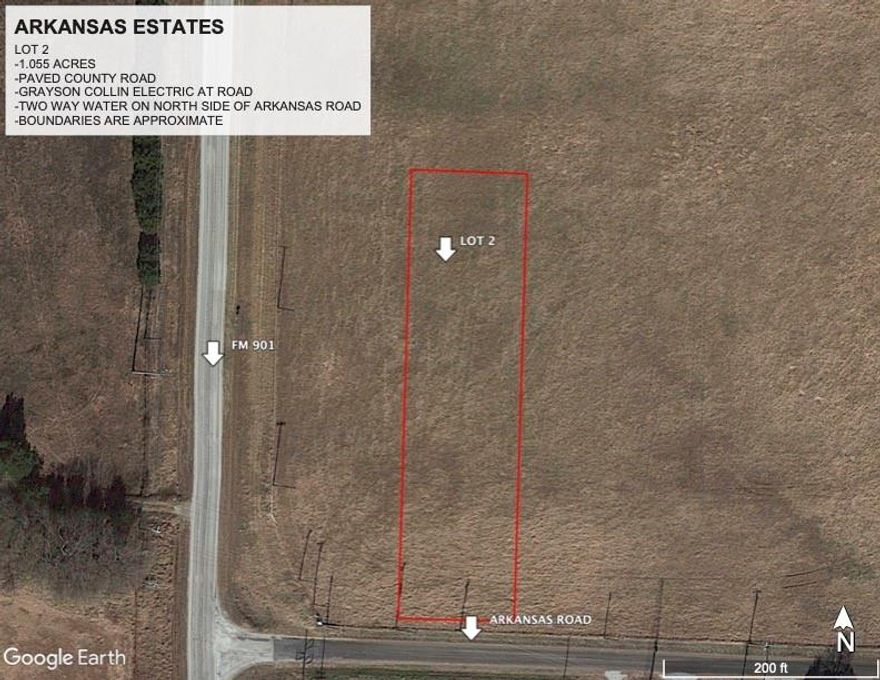 Builders and Buyers wanted!  Lot 2 in Arkansas Estates, Sadler!  Beautiful one acre Plat Approved lots ready for your custom home or Barndominium!  1600' minimum build!  These lots have paved county road frontage, Two-Way Co-Op Water and Grayson Collin Electric.  Minutes from the Hagerman Wildlife Refuge, Lake Texoma, Casino and Golf!  4 lots left available all are 1.055 acres.  Lots 1-4 all on MLS.  
See attached Deed Restrictions, Plat, Culvert Sizing per Drainage Study.
Agent is Owner and seller.