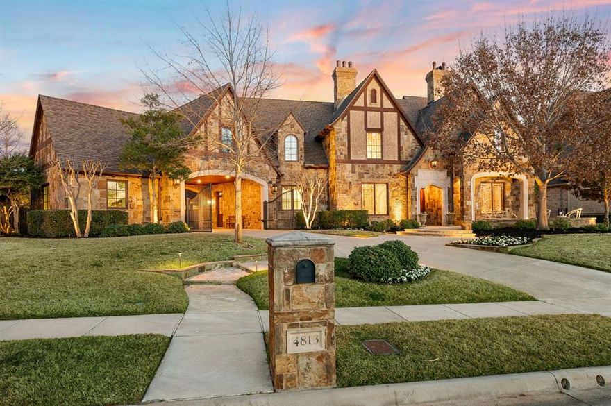 Nestled within a private, gated estate community featuring a tranquil pond and scenic walking trails, this exceptional residence is ideally located in the heart of Colleyville and zoned to the highly acclaimed Grapevine-Colleyville ISD. Built by Castlegate Custom Homes with a truly one-of-a-kind floorplan, the home blends timeless elegance with thoughtful functionality. An executive study showcases rich wood built-ins, a custom desk, and a fireplace, creating a refined yet inviting workspace. The formal dining room is enhanced by a built-in library and a dramatic spiral staircase leading to additional library space above. The open-concept living areas center around a chef’s kitchen appointed with natural stone countertops, a large center island with breakfast bar seating, built-in refrigerator, gas range, dual dishwashers, and a butler’s pantry—perfect for both everyday living and entertaining. A sunroom on the main level features a built-in grill and striking stone fireplace, offering a seamless indoor-outdoor experience. The expansive primary retreat is a private sanctuary with patio access, dual walk-in closets, a large sitting room, fireplace, and a spa-inspired bath complete with a freestanding soaking tub and steam shower. Additional main-level amenities include a guest suite with full bath, powder bath, and a dedicated wine room. Upstairs, a spacious game room with a large wet bar anchors two secondary bedrooms, each with en-suite baths, along with an additional sunroom. A large floored attic provides excellent storage. The backyard is a true showpiece, featuring extensive lighting, a generous patio, and a custom spool with waterfall feature—ideal for relaxation or entertaining. Notable updates include a new roof installed in March 2025. Conveniently located between Dallas and Fort Worth, minutes from the Dallas Fort Worth International Airport. Nearby Southlake Town Square and Historic Downtown Grapevine offer a plethora of dining and shopping options!