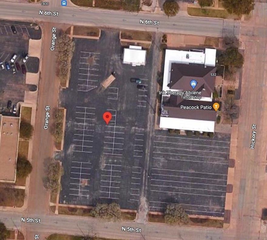 0.96 Acre Lot zoned Central Business in downtown Abilene. One block from the Hilton DoubleTree, which opened June 2023. One block from Abilene Convention Center. The owners also own the property to the east, 542 Hickory, which includes a 10,000 SF Office Building and Peacock Patio bar.