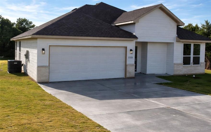 Welcome to this stunning brand-new-3 bedroom, 2-bathroom home in Granbury, where comfort, style, and thoughtful design come together to the perfect place to call home. From the moment you arrive, the inviting front entry sets a warm and welcoming tone, ideal for relaxing evenings or enjoying peaceful mornings.  Step inside to a bright and open interior featuring a spacious living room that flows seamlessly into the dining area, creating an ideal space for both everyday living and entertaining.  The heart of home is the beautifully design kitchen, showcasing white shaker cabinets with soft-close features, elegant white quartz countertops,  and sleek stainless steel appliances, all arranged to provide both functionality and style. The private primary bedroom  offers a true retreat, complete with a generous sized walk-in closet and well-appointed ensuite bathroom featuring dual vanities and custom-tiled shower. Two additional bedrooms provide flexibility for guests, or a home office, all designed with comfort and practicality in mind. Step outside to the covered back patio, perfect for unwinding and enjoying those beautiful Texas sunsets.  Located in the highly desirable Canyon Creek community, residents enjoy guarded security gate, a community clubhouse, swimming pools, fishing pier, tennis, pickleball courts, and boat ramps offering a lifestyle that blends relaxation, recreation, and security.  Don't miss your chance to own this beautifully designed home and schedule your showing today!