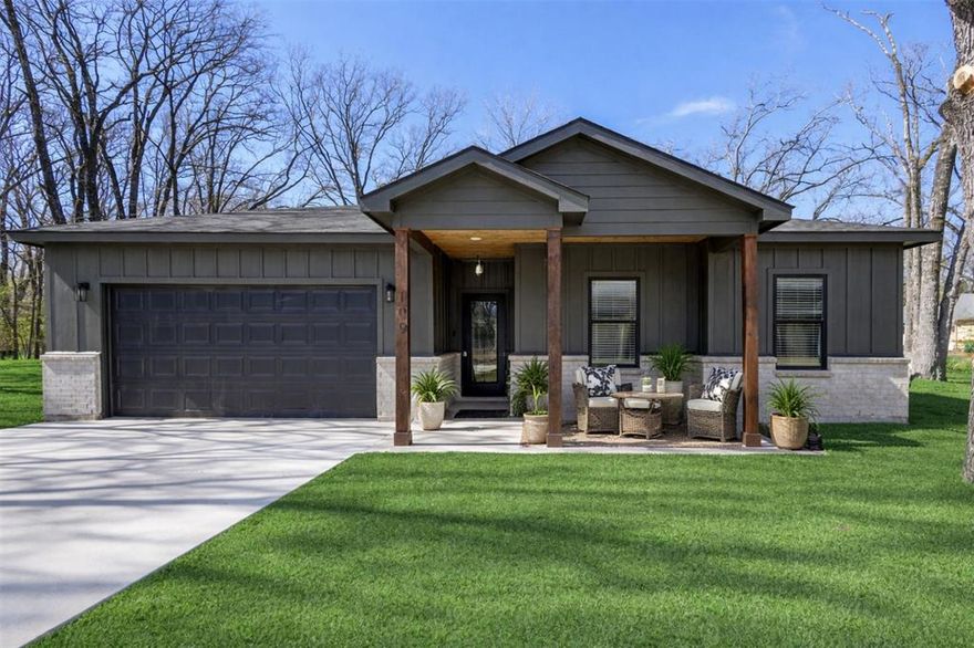 Stunning and completed new construction at Cedar Creek Lake.  A beautifully crafted home offering modern style, quality finishes and thoughtful design. Step inside to a large open concept layout ideal for everyday living and entertaining, with abundant natural light and a seamless flow between the living, dining and kitchen areas.   Features include split bedrooms, 9 ft ceilings, neutral colors, electric fireplace, solid wood, soft close kitchen cabinets, quartz countertops, pantry, large, covered patio that extends the entire width of the house, ring doorbell, large primary suite with french doors that lead onto the back patio, large walk-in closet, amazing LED mirrors, walk in shower with custom glass doors and 9 feet of tile.  The secondary bedrooms are perfectly sized and share a bathroom with similar, premium features.  The construction of this home consists of engineered foundation, structural and brace wall plans, 100% spray foam, including the garage, Trane HVAC system, termite pre-treatment, 3rd party energy evaluation, premium pine window-sills, trim, baseboards and closets.  Builder's warranty provided at closing.

Del Mar is a lake community offering a boat ramp, dock, pavilion, basketball court and playground.  The home sits within a short walking distance to the boat ramp.  Close to restaurants and stores.  Excellent school district.  One-hour from Dallas and Tyler.  If you are looking for an amazing home in a peaceful community, this-one checks all of the boxes.

Select images have been virtually staged to help showcase the home's potential.  Grass color has been enhanced in photos.  The dining room chandelier will be hung after closing to ensure that it is centered with buyer's table.