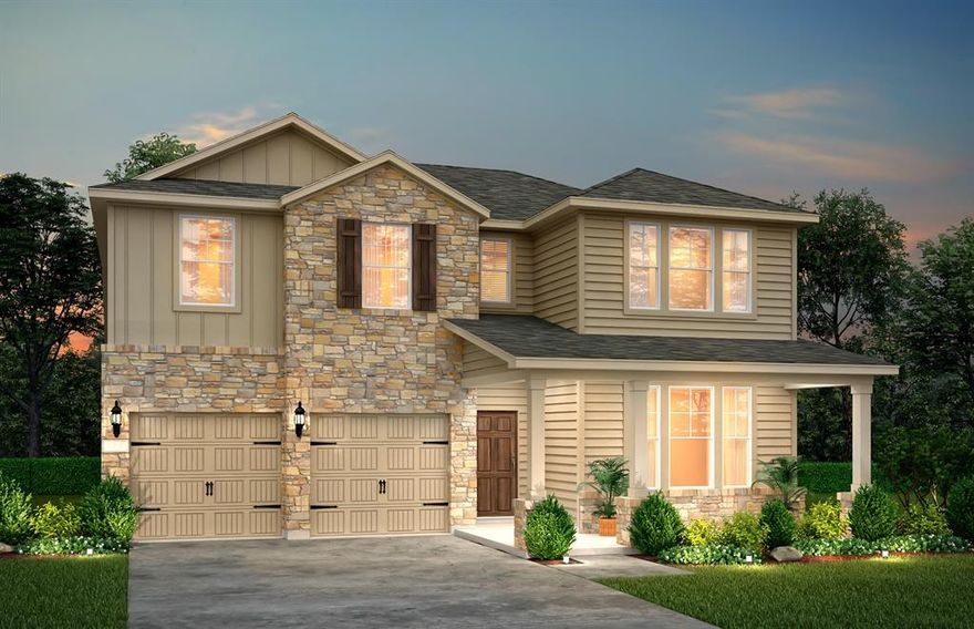 NEW CONSTRUCTION - Welcome to Pecan Square in Northlake. Beautiful two-story Albany plan. Available for July 2026 move-in. 5BR, 4BA + Charming covered patio + Built-in appliances + Secondary bedroom downstairs +Game room + Media room + Upgraded gourmet kitchen with stainless steel appliances. This home is perfect for growing families or entertaining guests.