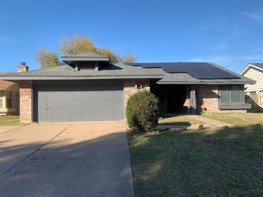 This is 4 bedroom, 2 bath ready to move in home. Walk in to a spacious open floorplan where you can entertain your guest. Has a large living room plus den with fireplace (decorative only).Laminate flooring through out home. Has a ring door system in place.  Kitchen has granite counter tops with stainless steel appliances. The master bathroom has a walk-in bathtub and both bathrooms have granite countertop as well. A new roof was installed along with Solar panels saving you money on your electric bill every month and $170.00 and will be added to rent amount. House also comes equipped with washer, dryer, and stainless steel refrigerator. Also has a nice fenced backyard .The home's advantageous location places it within easy reach of the highway, simplifying commutes & adventures alike. Don't miss the opportunity to make this delightful house your new home sweet home. Schedule a viewing today and envision the possibilities of living in this charming and conveniently located property!