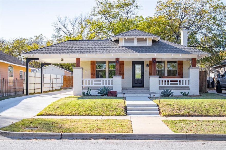 Beautiful, FULLY FURNISHED home in a the heart of Fort Worth's Historic District and includes a $200 utility credit! Upon entry you'll notice the beautiful, hardwood flooring throughout, and the shiplap on the walls! Spacious living room area, large dining room area, and a wood burning fireplace! 3 very large bedrooms and 2 bathrooms. The kitchen features granite counter tops, lots of cabinet space, and stainless appliances. House sits on a large lot, the backyard is HUGE! You'll have lots of space to entertain and beautiful trees! The home also features plenty of room for parking with its pull through carport. This home is extremely convenient to Forth Worth's Hospital District, Near Southside, Down Town Fort Worth, shops, dining, and highway!